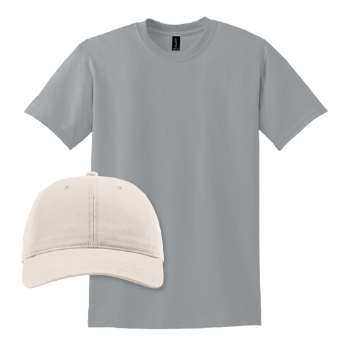 Stone Richardson Peached Cotton Twill Cap and Gravel Gildan DryBlend 50/50 Tee