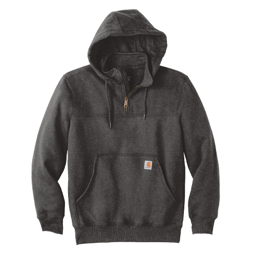 Carbon Heather Carhartt Rain Defender Paxton Heavyweight Hooded Zip Mock Sweatshirt