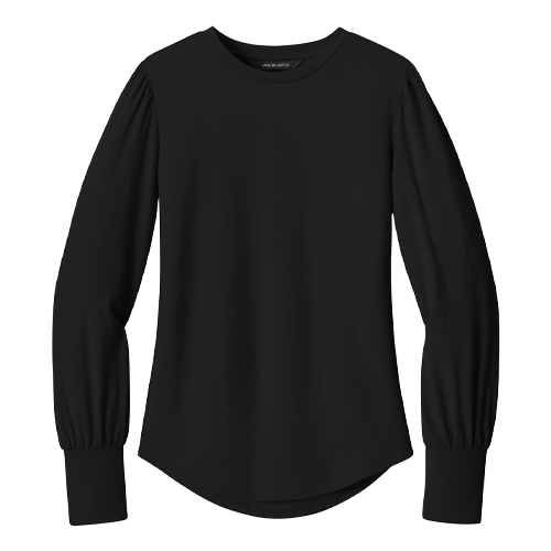 Deep Black Mercer+Mettle Women's Stretch Jersey Long Sleeve Blouson Top