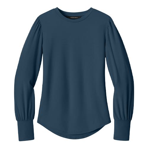 Insignia Blue Mercer+Mettle Women's Stretch Jersey Long Sleeve Blouson Top